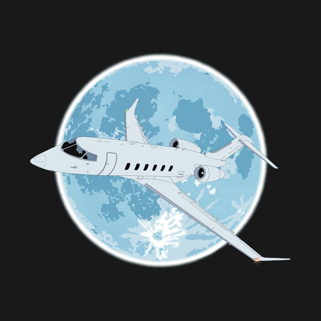 Bombardier Challenger 350 Jet Full Moon by Kassi Skye