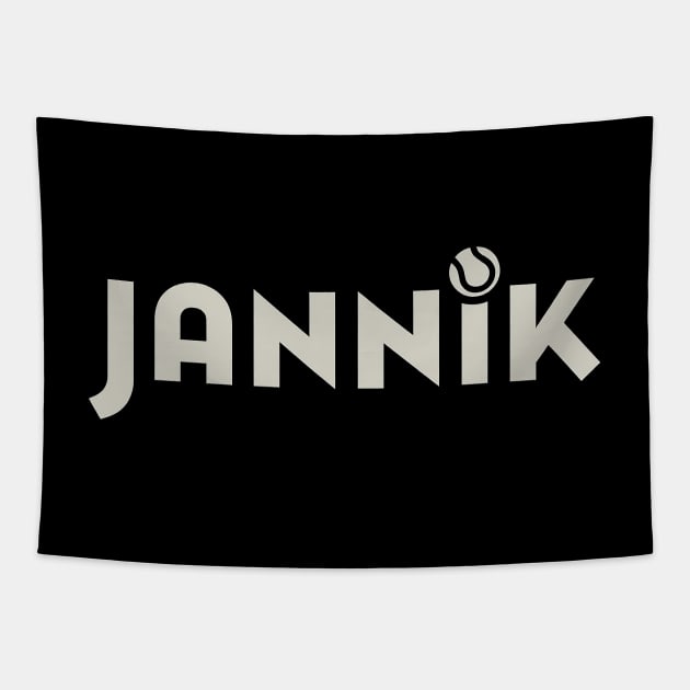 Sleek Jannik Tennis Ball Logo Design Tapestry by Retro Travel Design