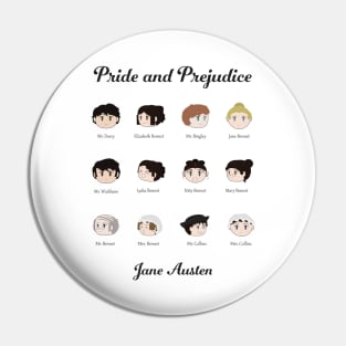 Pride and Prejudice Kawaii Character Illustrations Pin