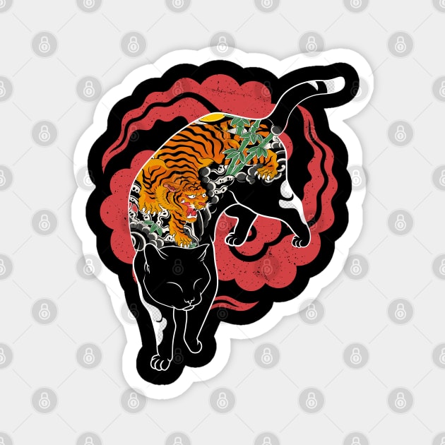 tiger tattoo cat Magnet by redwane