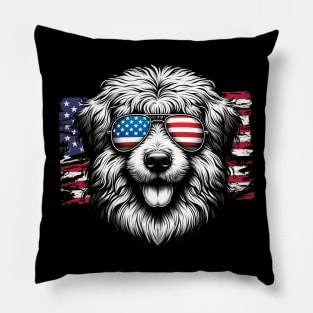 Sheepdog Patriotic Sunglasses American Flag 4th of July Pillow