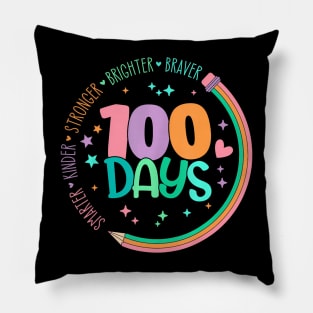 Smarter Kinder Stronger Brighter 100 Days Of School Teacher Pillow