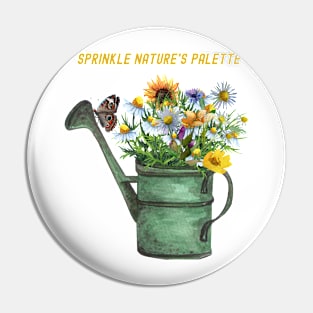 Sprinkle Nature's Palette Wildflowers in a Watering Can Butterfly Pin