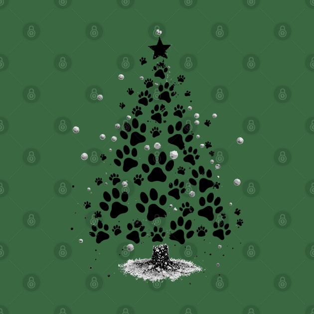 Dog Lover Paw Print Christmas Tree by taiche