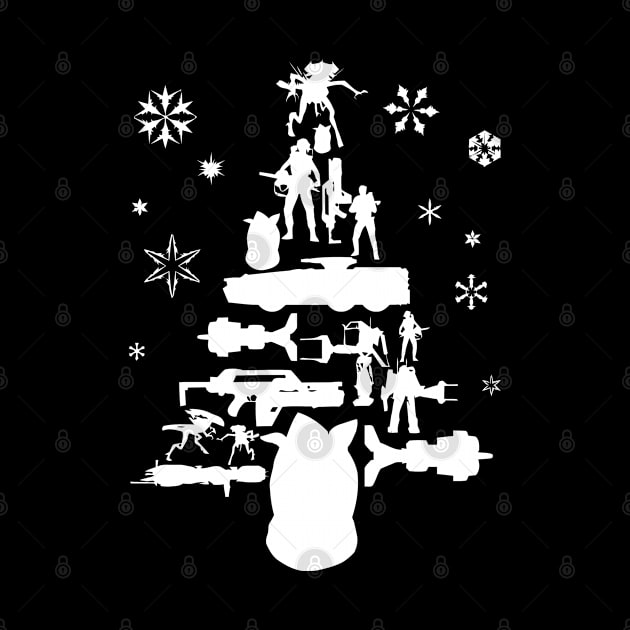 Aliens Christmas Tree Silhouette White by duniakubaby