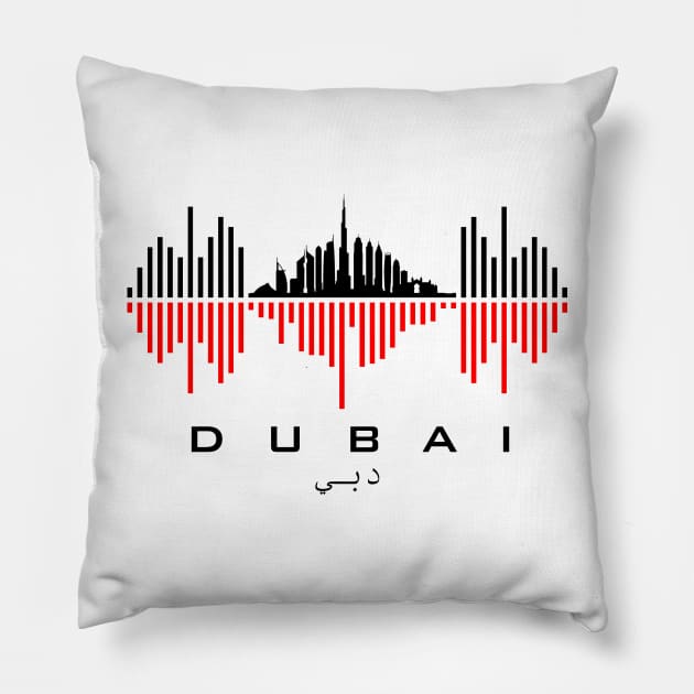 Dubai (دبي) Soundwave Pillow by blackcheetah