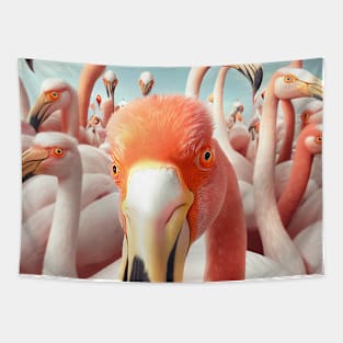 Bird Flamingo Wild Nature Funny Happy Humor Photo Selfie Tapestry