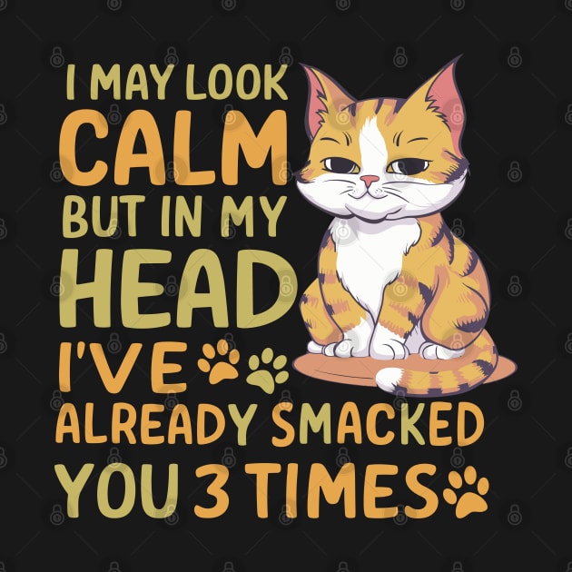 Funny I May Look Calm But In My Head I Already Smacked You Cat Design by TF Brands