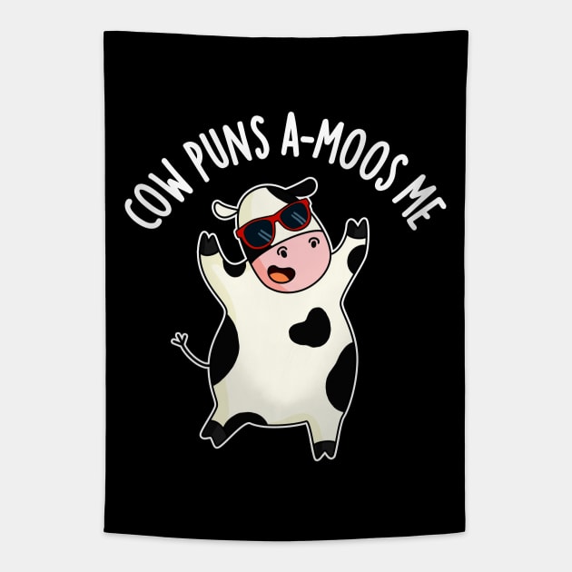 Cow Puns Amoos Me Funny Cow Pun Tapestry by punnybone