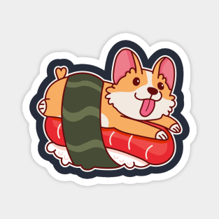 Kawaii Corgi in a Sushi Roll Cute Japanese Food Magnet