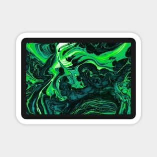 Green Psychedelic Liquid Swirl Pattern Magnet