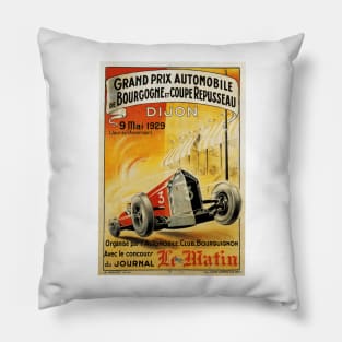 French Grand Prix, Dijon - 1929: Vintage Poster Design Pillow