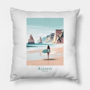 Surfer Girl - Algarve Serenity - Surfer's Paradise in Portugal Pillow