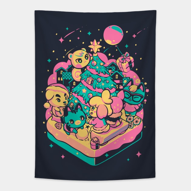 Villagers Holiday Tapestry by Pixeleyebat