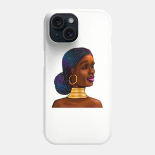 Black is beautiful Afro queen III - Mahagony brown skin girl with braided,  black African woman Phone Case