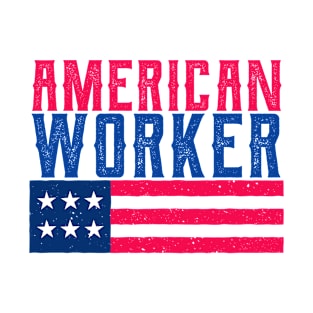 American worker - Retro vintage American USA flag design T-Shirt