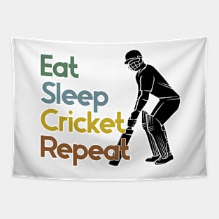 Eat Sleep Cricket Repeat Tapestry