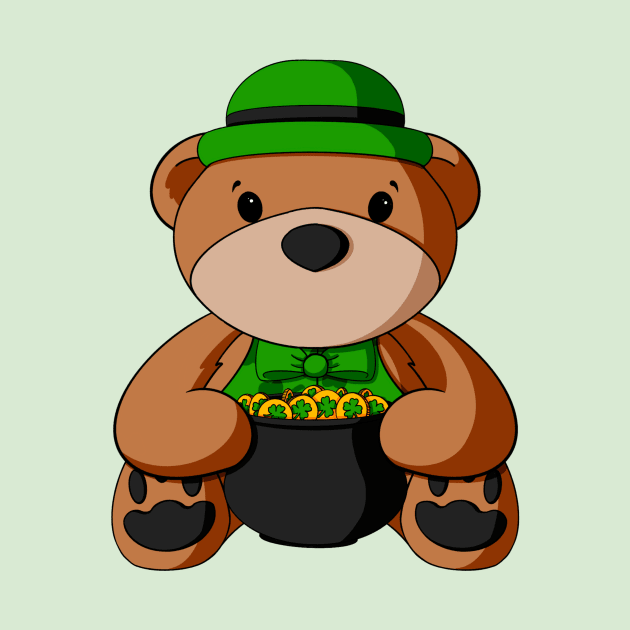 St. Patrick's Day Pot o' Gold Teddy Bear by Alisha Ober Designs