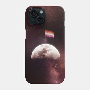 Lesbian Flag on the moon poster art Phone Case