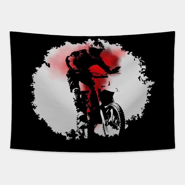 Dirt bike in action Tapestry by TeeProDesigns