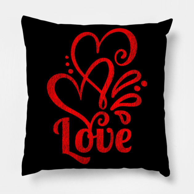 Valentine’s Love Hearts for Valentines Day Cupid Day Distressed Pillow by Funkrafstik