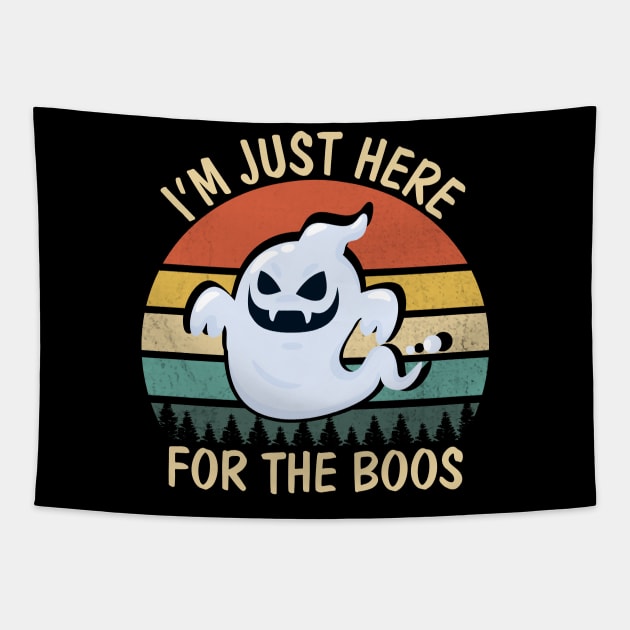 I'm just here for the boos Funny vintage Halloween Ghost T-shirt Tapestry by BioLite