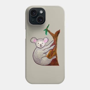 Cute Koala bear hanging on a tree branch Phone Case