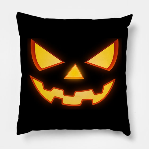 Scary Halloween Horror Pumpkin Face Pillow by badbugs