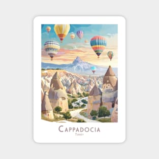 Travel Poster Vintage Retro Enchanted Cappadocia Balloons in Turkey Magnet