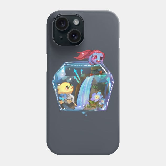 ut-Undyne Alphys in waterfall Phone Case by Clivef Poire