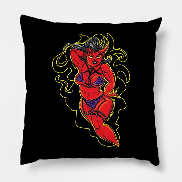 Thick or Thicc Demon Devil Girl Pillow by eShirtLabs