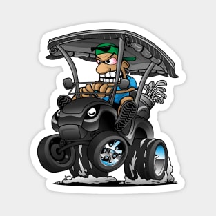 Funny Golf Cart Hotrod Golf Car Popping a Wheelie Cartoon Magnet