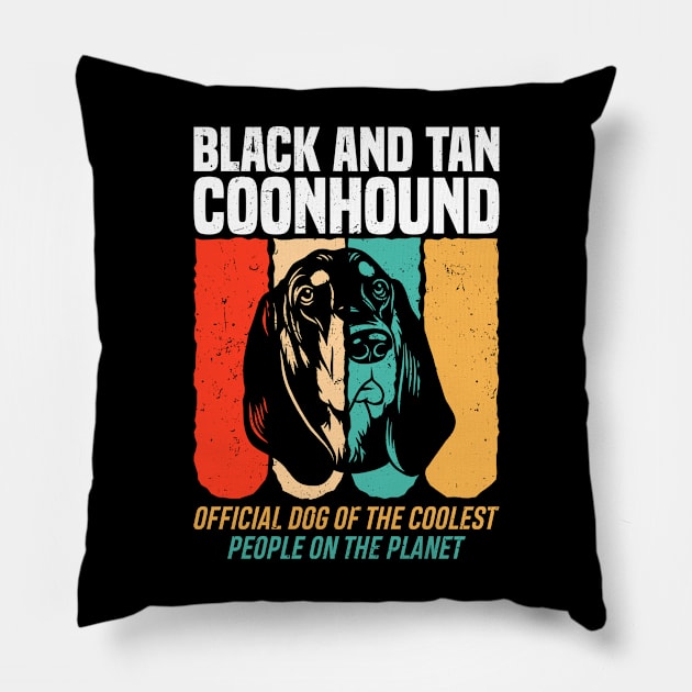 Retro Black and Tan Coonhound Funny Pillow by White Martian