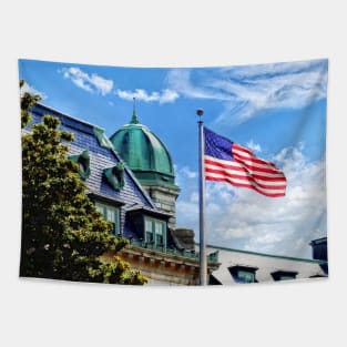 US Naval Academy - Flag Flying Over Tecumseh Court Tapestry