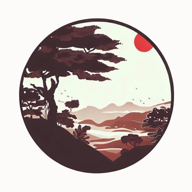 beautiful japanese landscape illustration by Styloversize