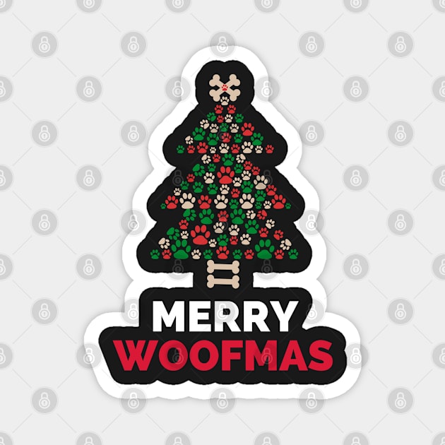 Merry Woofmas Christmas Lights Festive Baubles Scene Dog - Christmas Dog Lover - Funny Magnet by Famgift