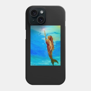 Fantasy Mermaid Swims Towards the Light Phone Case