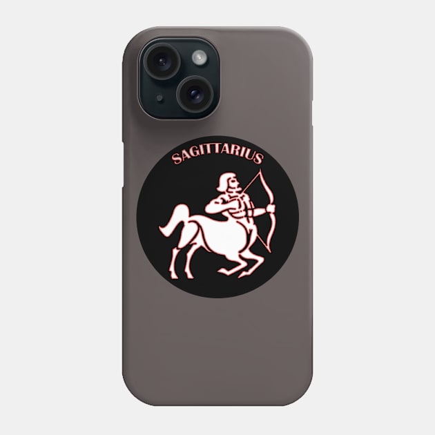 Sagittarius Astrology Zodiac Sign - Sagittarius Astrology Birthday Gifts - Black White with Red Dot Outline Phone Case by CDC Gold Designs