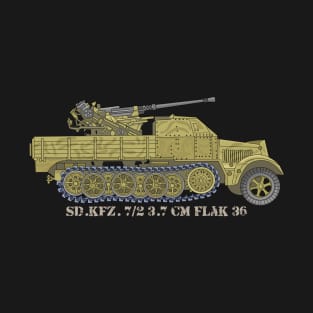 Sd.Kfz. 7/2  3.7 cm FlaK 36 German WW2 Anti-Aircraft Truck Diagram Gift T-Shirt