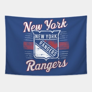 New York Rangers logo in a dramatic movie poster-style illustration Tapestry