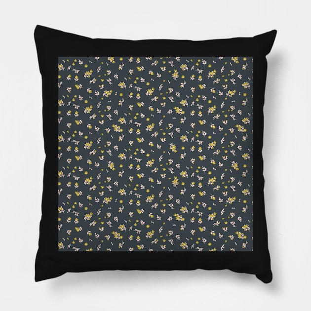 Dark Wildflower Pattern Pillow by greenoriginals