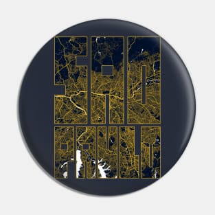 Sao Paulo, Brazil City Map Typography - Gold Art Deco Pin