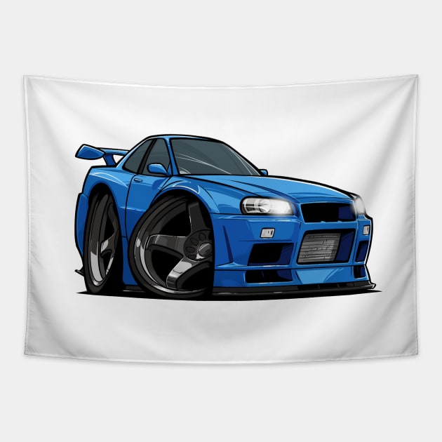 Nissan Skyline R34 GTR Tapestry by killustrator