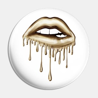 Metallic Dripping Platinum Lips Pin