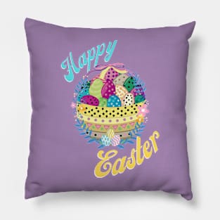 Colorful Easter Egg Basket Pillow