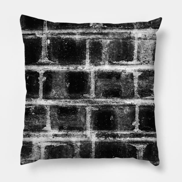 Black and White Brick Wall Pillow by JadeGair