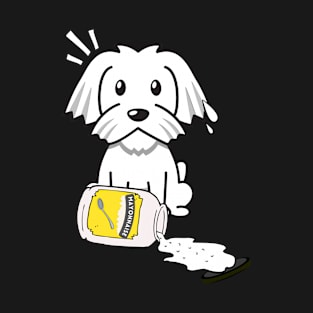 Funny white dog spilled a jar of mayonnaise T-Shirt