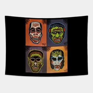 Ben Cooper style monster mask collage Tapestry