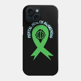 Mental Health Awareness Green Ribbon Brain Question Mark Phone Case