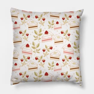 Seamless strawberry cake and plant Pillow